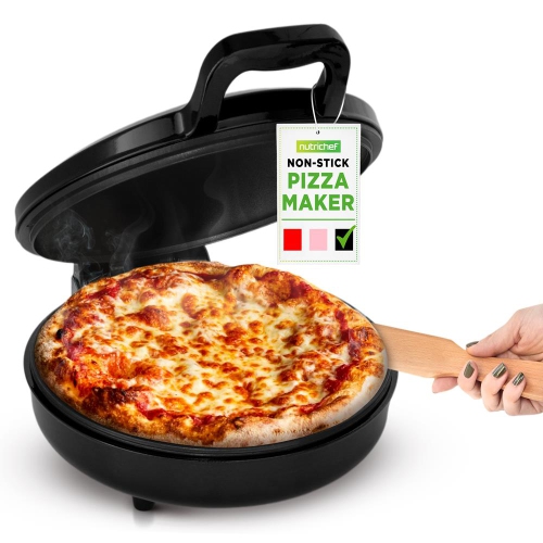 NutriChef Countertop Pizza Maker | 1500W Non-Stick Electric Pizza Cooker | Make 12" Personal Pizzas, Eggs, Toast & More | Compact & Space-Saving |