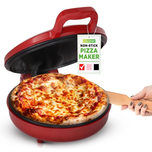 NutriChef Countertop Pizza Maker | 1500W Non-Stick Electric Pizza Cooker | Make 12" Personal Pizzas, Eggs, Toast & More |Compact & Space-Saving |