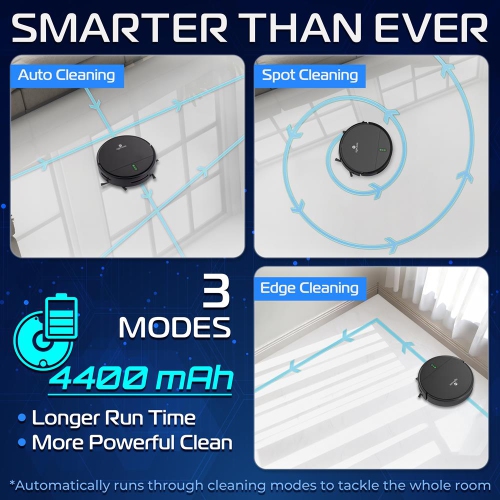 SereneLife Smart Robot Vacuum and Mop Combo, App Control, 3 Cleaning Modes, Anti-Fall Sensors, Self-Charging, 700Pa Suction Ideal for Pet Hair, Tile,