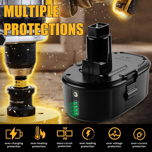 D R Batterie pour outils électriques sans fil Dewalt de BATTERY 18&nbsp;V pour DC9096 DC9098 DC9099 DW9095 DW9096 DW9098 DE9039 DE9095 DE9096 DE9098