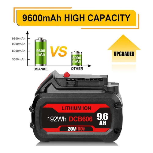 D R Batterie d'outils électriques sans fil Dewalt pour DCB606 DCB612 DCB606-2 DCB609 DCB609-2 DCB180 DCB200 DCB201 60&nbsp;V DCB206 DCB207 DCD DCB204