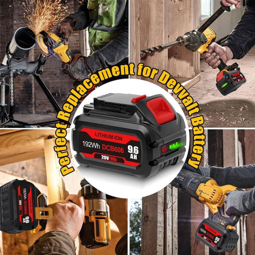 D R Batterie d'outils électriques sans fil Dewalt pour DCB606 DCB612 DCB606-2 DCB609 DCB609-2 DCB180 DCB200 DCB201 60&nbsp;V DCB206 DCB207 DCD DCB204