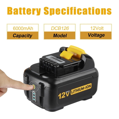 D R Batterie pour outils électriques sans fil Dewalt de DCB122 pour XTREME DCB120, DCB121, DCB127, DCB112, DCB124, 12&nbsp;V, DCB123, DCB104,