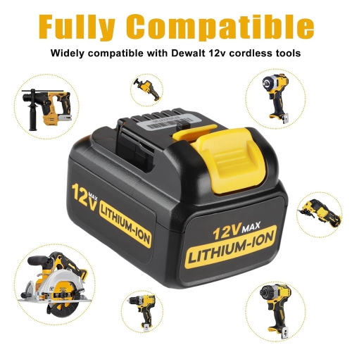 D R Batterie pour outils électriques sans fil Dewalt de DCB122 pour XTREME DCB120, DCB121, DCB127, DCB112, DCB124, 12&nbsp;V, DCB123, DCB104,