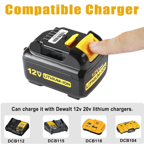 D R Batterie pour outils électriques sans fil Dewalt de DCB122 pour XTREME DCB120, DCB121, DCB127, DCB112, DCB124, 12&nbsp;V, DCB123, DCB104,