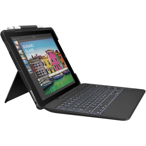 Refurbished - Logitech Slim Combo with Detachable, Backlit, Wireless Keyboard and Smart Connector for iPad Pro 10.5" - Black (920-008420)