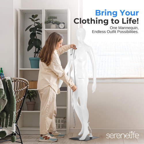 Adjustable Female Mannequin Full Body - 68.9" Detachable Female Dress Form Full Body Mannequin Poseable Life Size Mannequin Torso - SereneLife