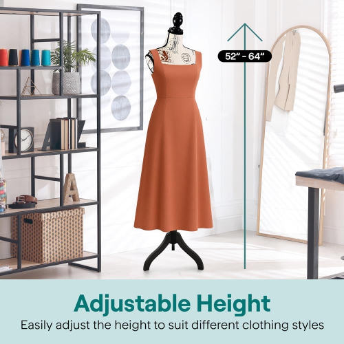 SereneLife Female Mannequin Torso Dress Form, 64" Adjustable Body Stand for Displaying Clothes, Sewing, and Tailoring, Detachable Full Body