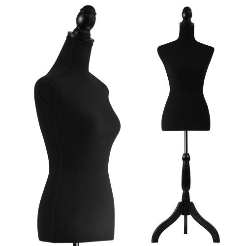 SereneLife Female Mannequin, Hanging Fashion Torso Display Form Mannequin with Hook, Glossy Black, for Sweaters, T-Shirts, Jackets, Dresses, Blouses,