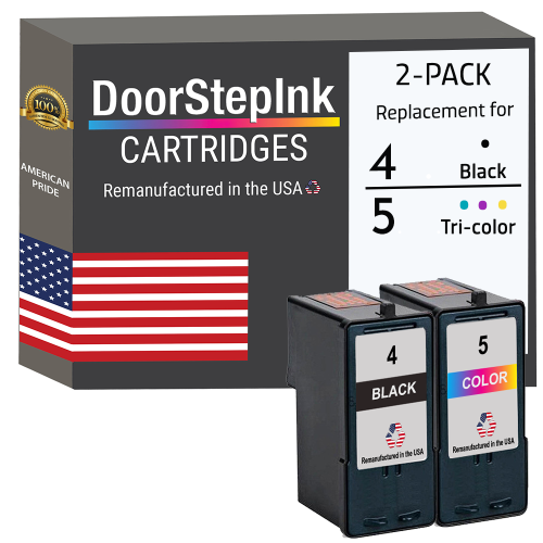 Marque DoorStepInk pour Lexmark n° 4 noir / n° 5 couleur réusinée dans l'ensemble de cartouches d'encre USA