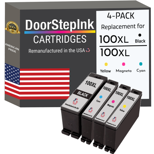 Marque DoorStepInk pour Lexmark 100XL 1 noir / 3 couleur réusinée dans le paquet de 4 cartouches d'encre USA
