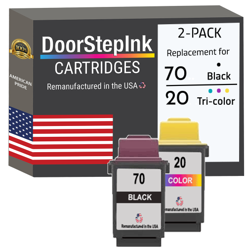 Marque DoorStepInk pour Lexmark n° 70 noir / n° 20 couleur réusinée dans l'ensemble de cartouches d'encre USA