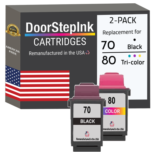 Marque DoorStepInk pour Lexmark n° 70 noir / n° 80 couleur réusinée dans l'ensemble de cartouches d'encre USA