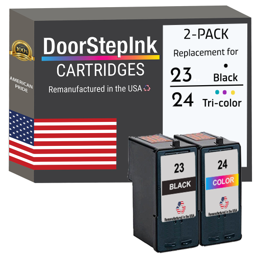 Marque DoorStepInk pour Lexmark n° 23 noir / n° 24 couleur réusinée dans l'ensemble de cartouches d'encre USA