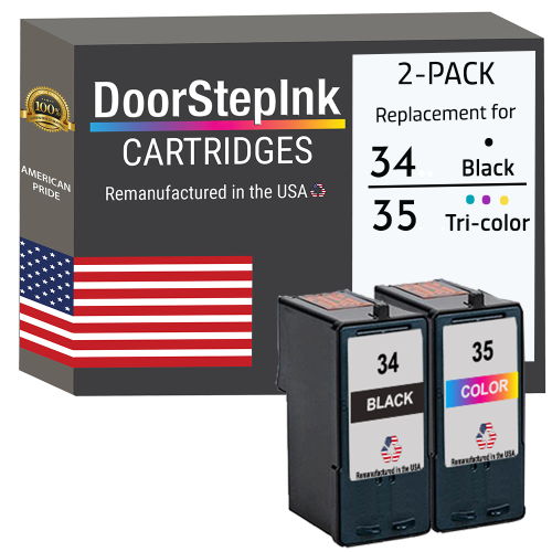 Marque DoorStepInk pour Lexmark n° 34 noir / n° 35 couleur réusinée dans l'ensemble de cartouches d'encre USA