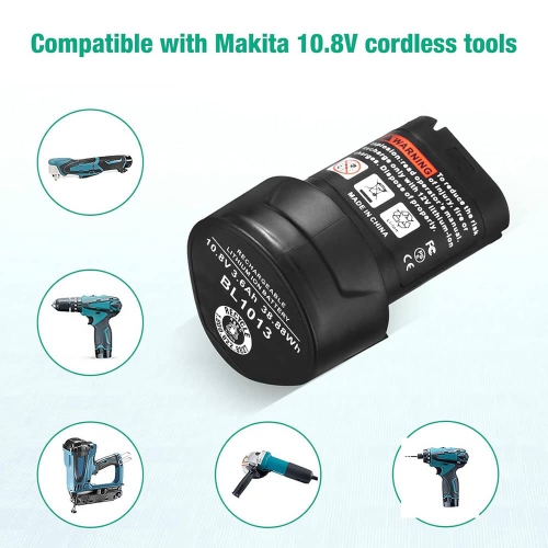 D R Batterie pour outils électriques sans fil Makita de 10,8 V pour BL1013 BL1014 DF030D, DF330D, TD090D 194550-6 DF030DW 194551-4 DF030DWX