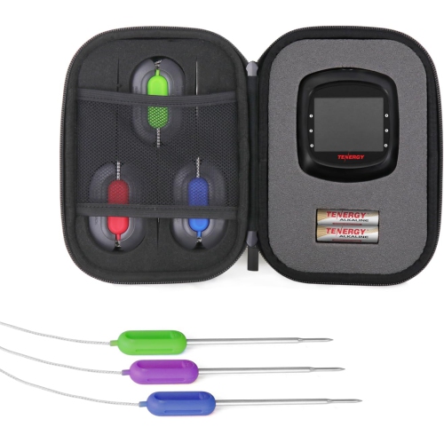 Tenergy Solis Digital Meat Thermometer, APP Controlled Wireless Bluetooth Smart BBQ Thermometer w/ 6 Stainless Steel Probes, Large LCD Display,