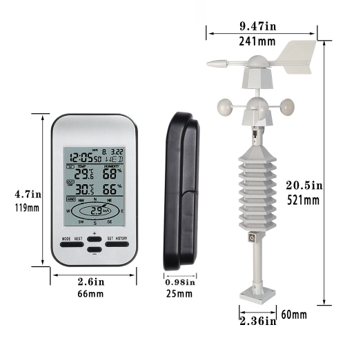 Home Weather Station, Wireless Thermometer, Digital Weather Thermometer with HD Screen, 328-foot Usable Distance Range, for Temperature, Humidity,