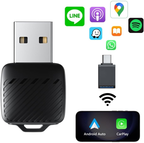 Adaptateur CarPlay sans fil,CarPlay avec fil vers sans fil,Adaptateur mini USB et USB-C,Adaptateur CarPlay avec fil à sans fil,Adaptateur intelligent