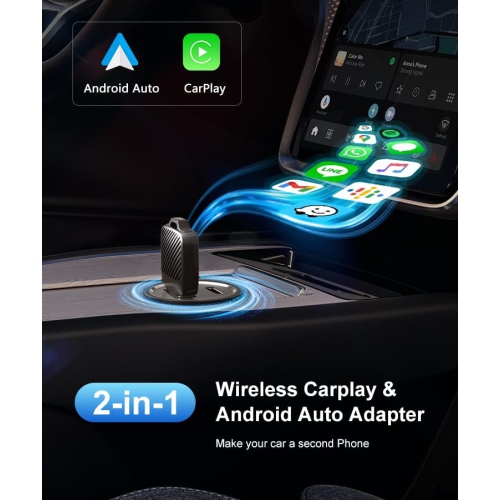 Adaptateur CarPlay sans fil,CarPlay avec fil vers sans fil,Adaptateur mini USB et USB-C,Adaptateur CarPlay avec fil à sans fil,Adaptateur intelligent