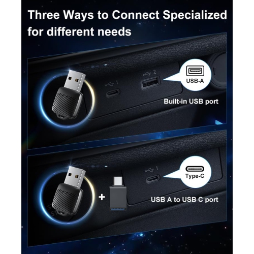 Adaptateur CarPlay sans fil,CarPlay avec fil vers sans fil,Adaptateur mini USB et USB-C,Adaptateur CarPlay avec fil à sans fil,Adaptateur intelligent