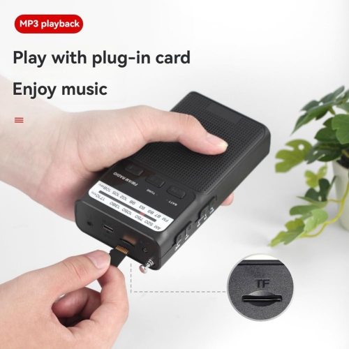 Mini Pocket FM AM Radio Portable Rechargeable Radios with LED Flashlight Support 3.5mm Headphone TF Card
