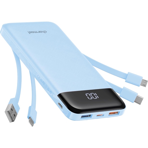 Câbles intégrés, chargeur portable avec câbles, bloc-piles de voyage Slim 10000&nbsp;mAh 6 sorties 3 entrées 3&nbsp;A Recharge rapide pour Samsung