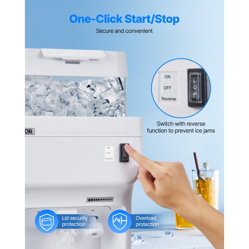 VEVOR Commercial Ice Shaver Crusher, 220lbs Per Hour Electric Snow Cone Maker with 8L Ice Cube Box, 350W 1500RPM Tabletop Shaved Ice Machine for Home