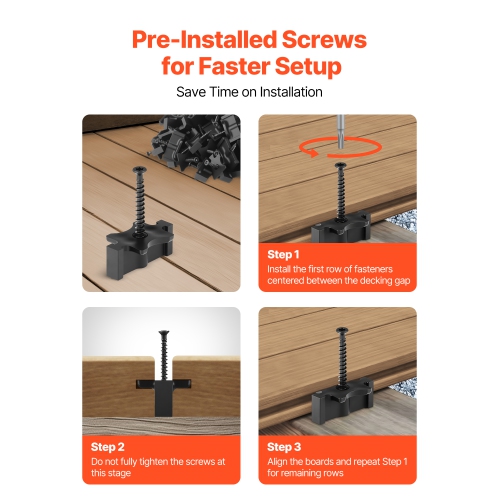 VEVOR 600PCS Hidden Deck Fasteners for Composite Decking Board, Universal Composite T Clips & Plastic Hidden Fasteners with Metal Screws,Clips Works