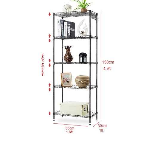 Étagère de rangement AxGear Étagère de rangement à 5 niveaux réglable en treillis métallique