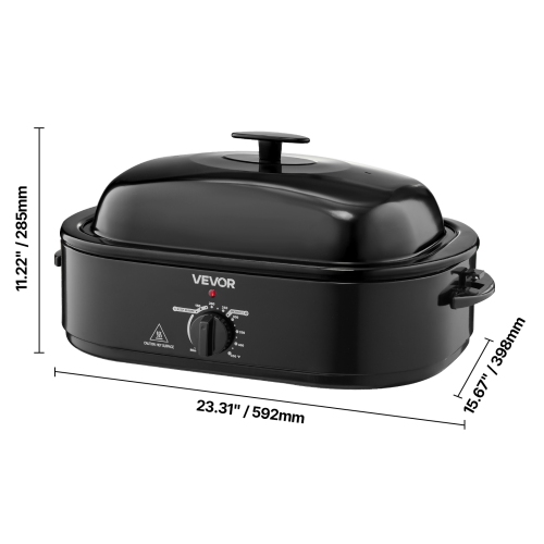 VEVOR Roaster Oven, 18QT Fast-Cooking Turkey Roaster, 150-450℉ Adjustable Temperature Turkey Oven with Self-Basting Lid, Removable Pan and Rack,