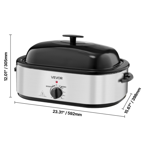 VEVOR Roaster Oven, 20QT Electric Roasting Pan, 150-450℉ Adjustable Temperature Fast-Cooking Turkey Roaster, Turkey Oven with Self-Basting Lid,