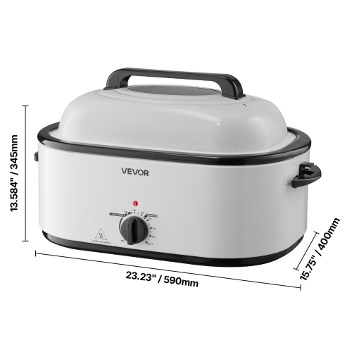 VEVOR Roaster Oven, 26QT Electric Roasting Pan, 150-450℉ Adjustable Temperature Fast-Cooking Turkey Roaster with Cool-Touch Handle, Visible