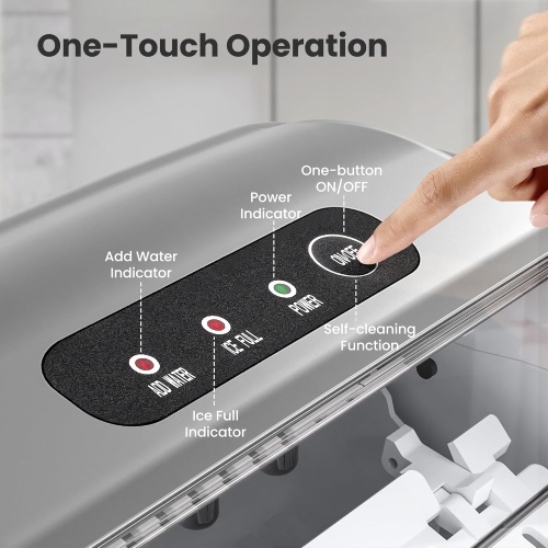 ZAFRO Portable Countertop Ice Maker Machine with Handle, 6Mins/9 Pcs ice Cubes, 26Lbs/24H, Self-Cleaning Function with Ice Scoop and Basket for