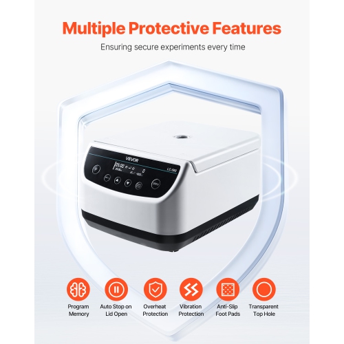 VEVOR 500-4000rpm Centrifuge Machine, 100-1900xg RCF Electric Laboratory Centrifuge Machine with 1 Rotor for 2/5/10/15ml Tube Capacity, Low Speed