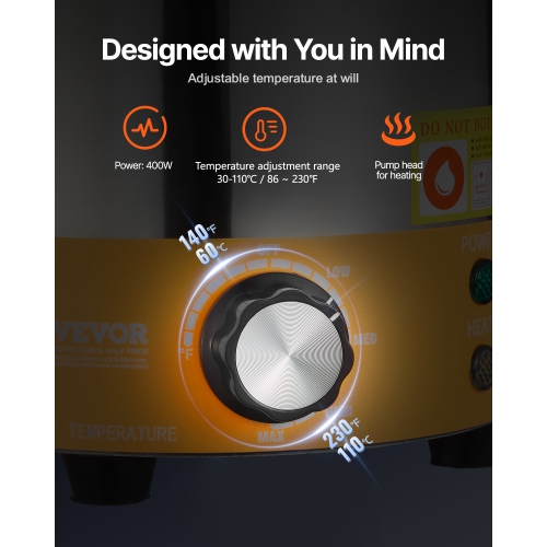 VEVOR Electric Cheese Dispenser with Pump, 2.4L Commercial Hot Fudge Warmer, Stainless Steel Pump Dispenser, 86-230℉ Temp Adjustable Nacho Cheese