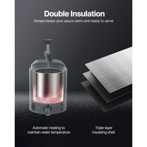 VEVOR Electric Cheese Dispenser with Pump, 2.4L Commercial Hot Fudge Warmer, Stainless Steel Pump Dispenser, 86-230℉ Temp Adjustable Nacho Cheese