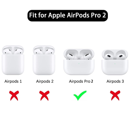 AirPod Pro 2 Case with Keychain, Cute Cartoon Flower Pattern Design with Floral Keychain, Soft TPU Shockproof Protective Case for AirPod Pro 2 - Black