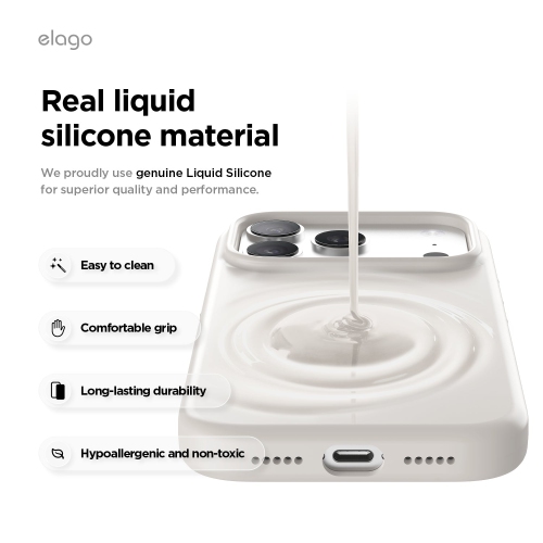 Étui magnétique en silicone Elago pour iPhone 17 Pro de 6,3&nbsp;po - Compatible avec MagSafe, silicone liquide de qualité supérieure, couverture de
