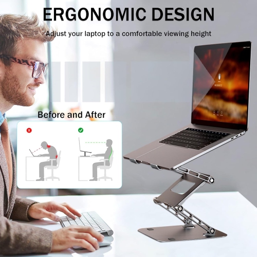 Three-layer Height-enhancing Laptop Stand, Adjustable Laptop Stand, Portable Laptop Riser, Stable Metal Holder for Desk Foldable, Ergonomic Computer