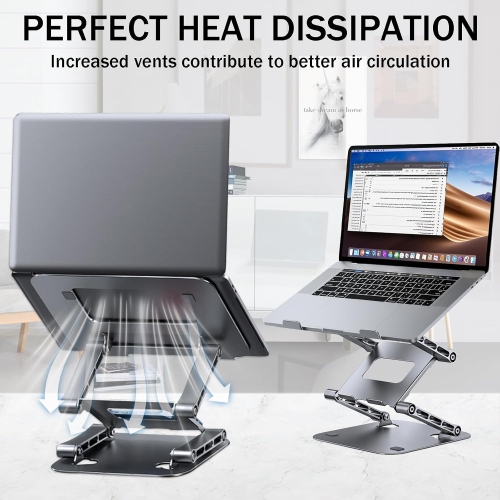 Three-layer Height-enhancing Laptop Stand, Adjustable Laptop Stand, Portable Laptop Riser, Stable Metal Holder for Desk Foldable, Ergonomic Computer