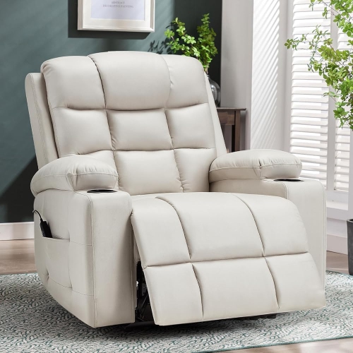 Fauteuil inclinable électrique pour chambre de bébé AECOJOY avec accoudoirs larges, fauteuil inclinable électrique avec appuie-tête, porte-gobelets,