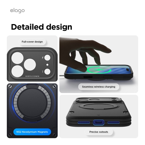 elago Magentic Ring Stand Armor for iPhone 17 Pro Max Case, 360 Rotatable Ring Stand, Compatible with MagSafe, Drop Protection, Shockproof Bumper