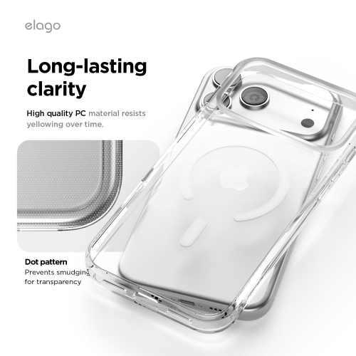 elago Magnetic Hybrid Transparent Slim Case for iPhone 17 Pro Max Case 6.9" - Compatible with MagSafe, PC + TPU Hybrid Technology, Shockproof