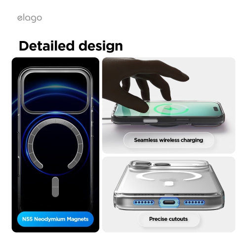 elago Magnetic Hybrid Transparent Slim Case for iPhone 17 Pro Max Case 6.9" - Compatible with MagSafe, PC + TPU Hybrid Technology, Shockproof