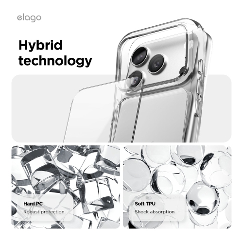 elago Hybrid Transparent Slim Case for iPhone 17 Pro Max Case 6.9” - PC + TPU Hybrid Technology, Crystal Clear, Shockproof Protective Cover
