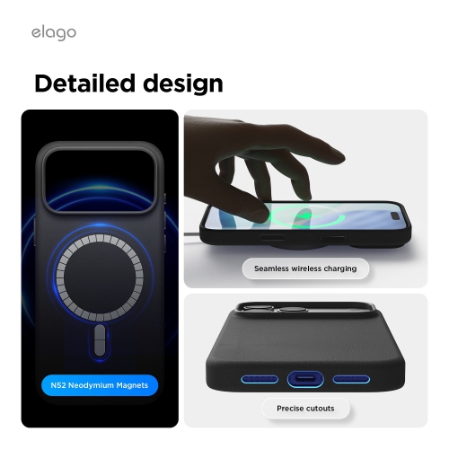 elago Magnetic Leather Case for iPhone 17 Pro Max Case, All MagSafe Accessories, 6.9 inch - Built-in Magnets, Durable Vegan Leather, Shockproof,