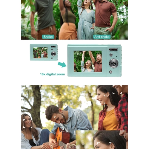 Mini digital camera for students, home use, Selfie, HD card camera, 16x zoom, 8 megapixels - purple, 32GB memory card