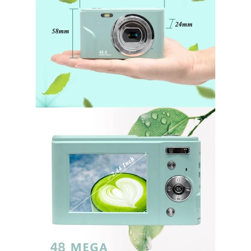 Mini digital camera for students, home use, Selfie, HD card camera, 16x zoom, 8 megapixels - purple, 32GB memory card