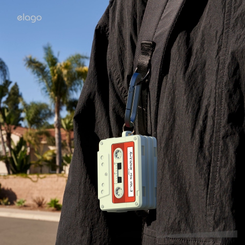elago Cassette Tape Case for AirPods Pro 3 Case - Carabiner Included, Supports Wireless Charging, Shock Resistant, Full Protection, Headphone
